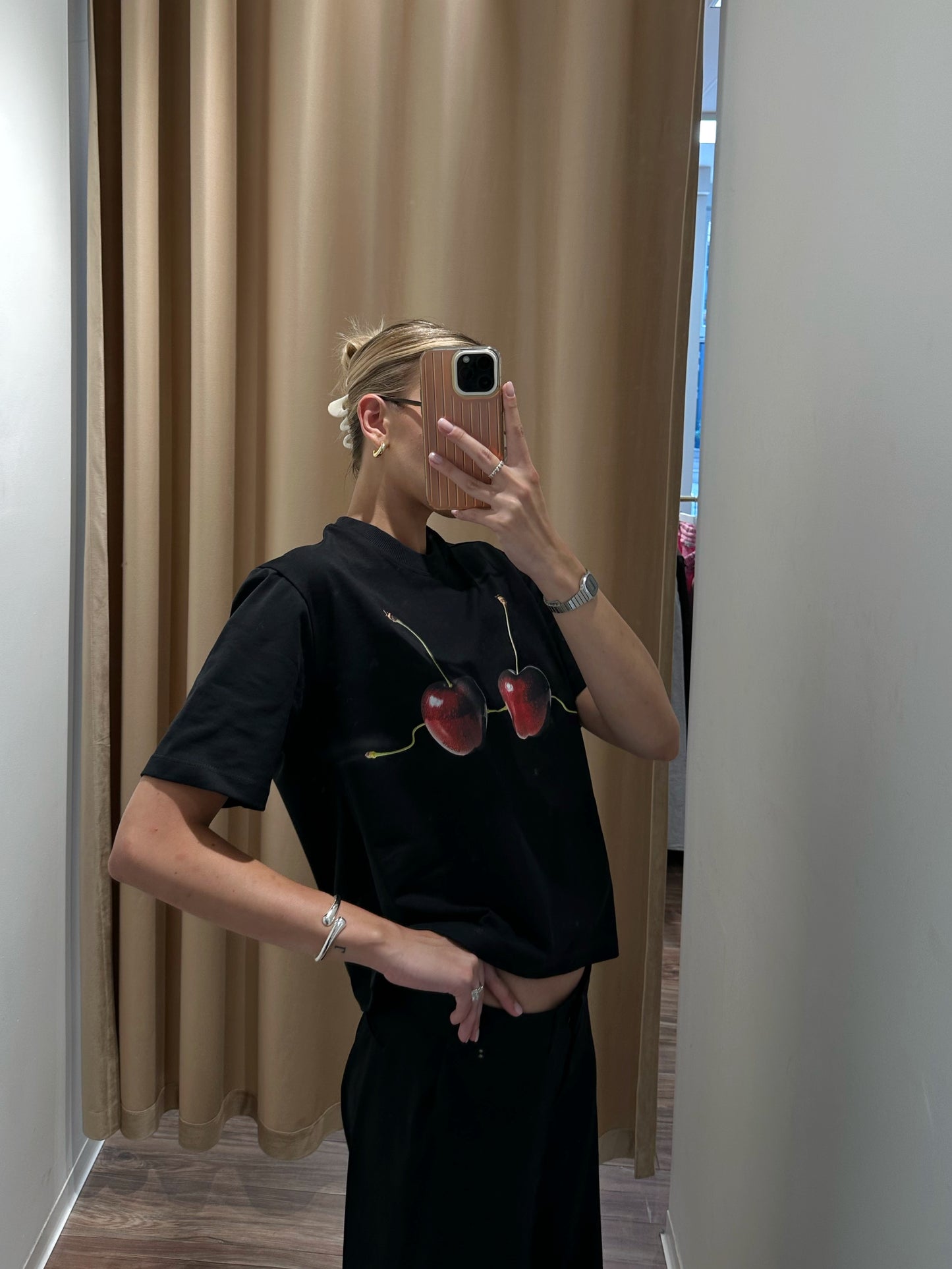 Cropped T-shirt Cherry's (Black)