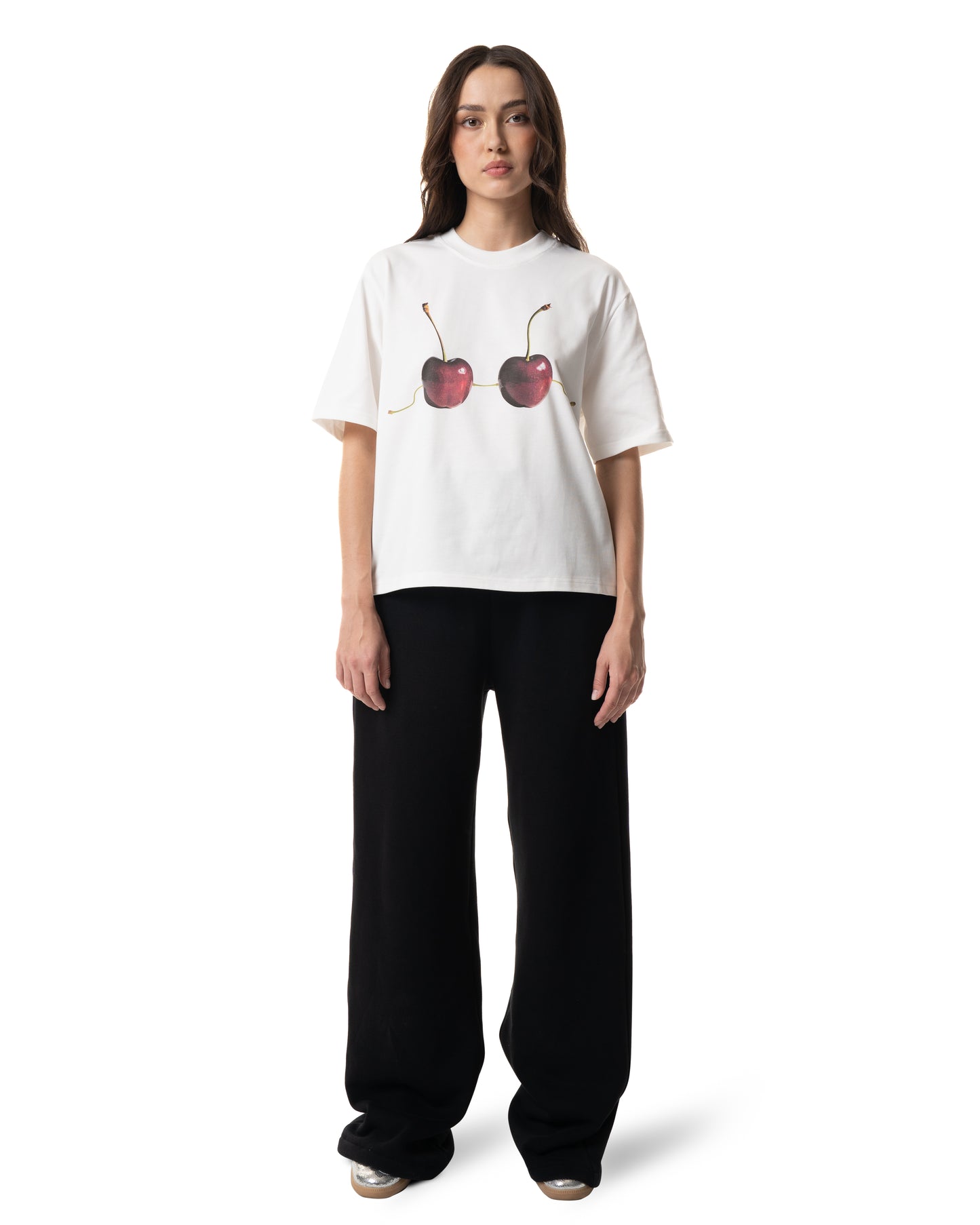 Cropped T-shirt Cherry's (White)