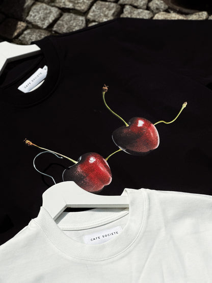Cropped T-shirt Cherry's (White)