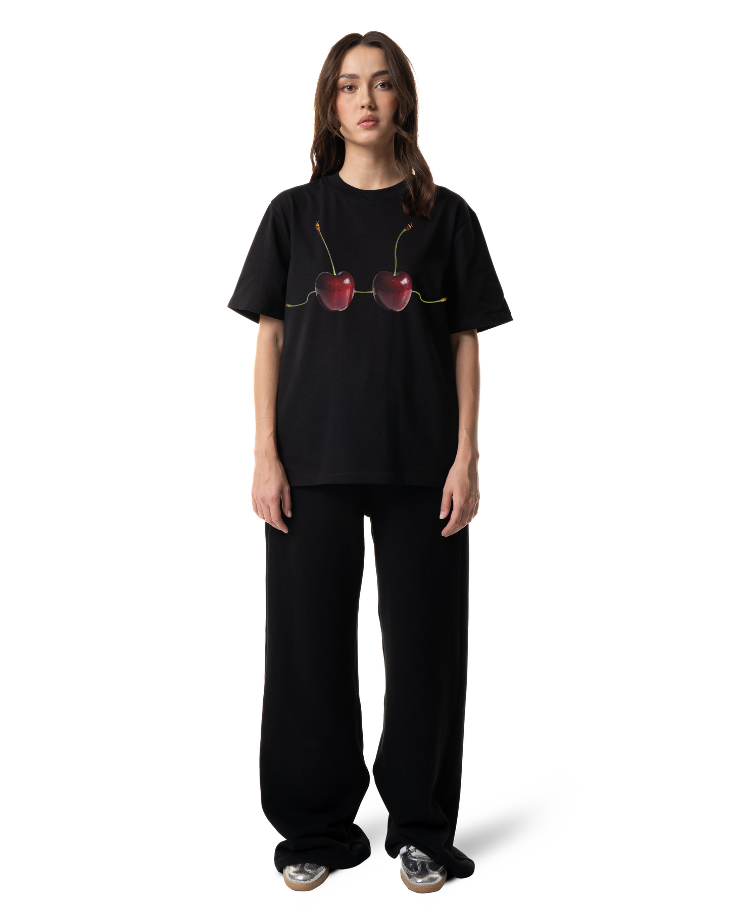 Cropped T-shirt Cherry's (Black)