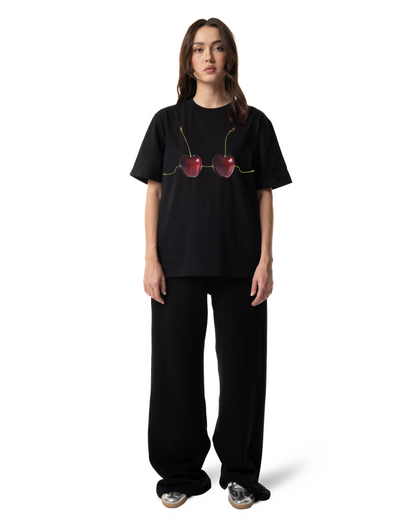 Cropped T-shirt Cherry's (Black)