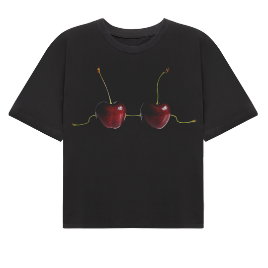 Cropped T-shirt Cherry's (Black)