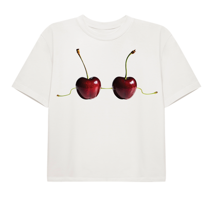 Cropped T-shirt Cherry's (White)