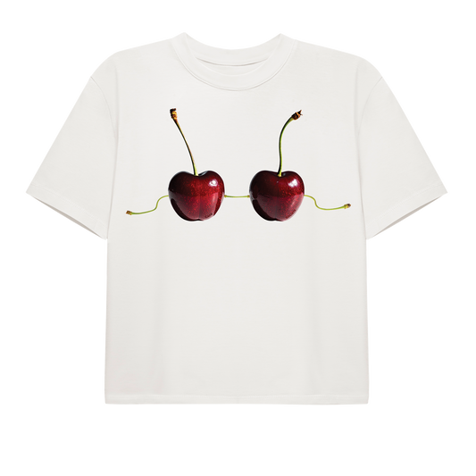 Cropped T-shirt Cherry's (White)
